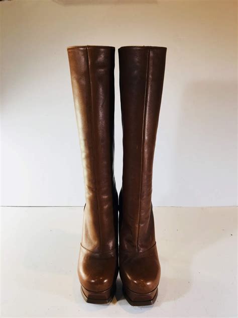 ysl knee high boots|YSL platform boots.